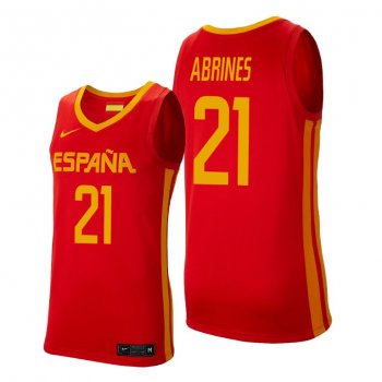 Alex Abrines #21 Spain Basketball 2021 Tokyo Olympics Red Jersey Away