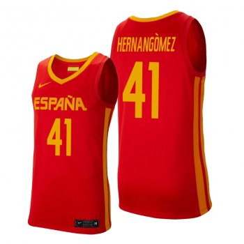 Juancho Hernangomez #41 Spain Basketball 2021 Tokyo Olympics Red Jersey Away