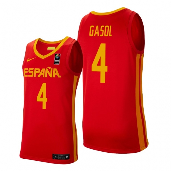 Pau Gasol #4 Spain Basketball 2021 Tokyo Olympics Red Jersey Away