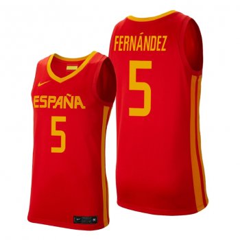 Rudy Fernandez #5 Spain Basketball 2021 Tokyo Olympics Red Jersey Away