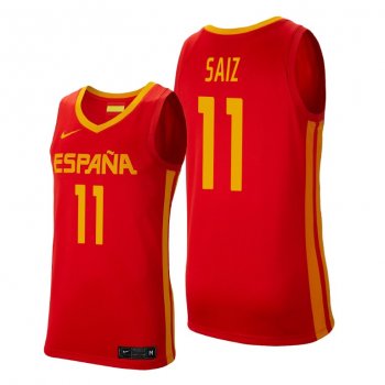 Sebas Saiz #11 Spain Basketball 2021 Tokyo Olympics Red Jersey Away