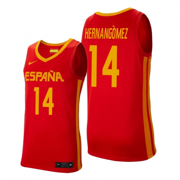 Willy Hernangomez #14 Spain Basketball 2021 Tokyo Olympics Red Jersey Away