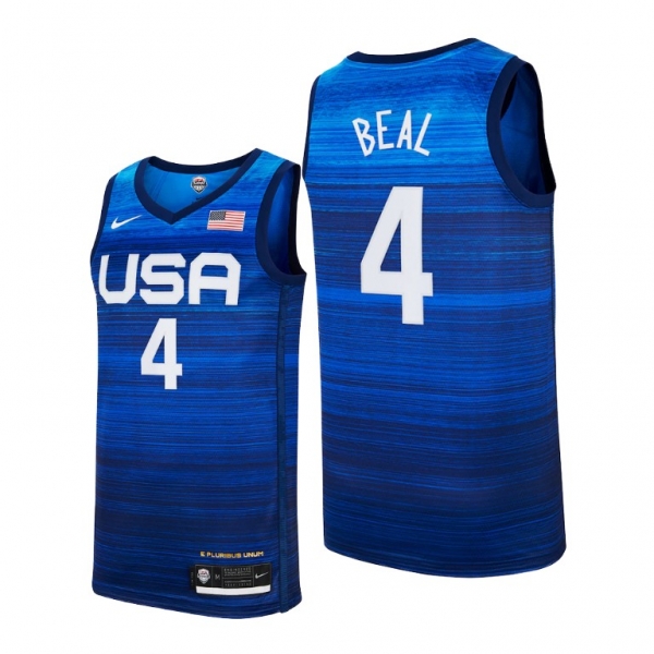 USA Basketball #4 Bradley Beal Tokyo Olympics 2021 Blue Jersey Away