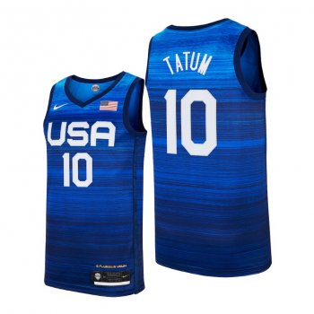 USA Basketball #10 Jayson Tatum Tokyo Olympics 2021 Blue Jersey Away