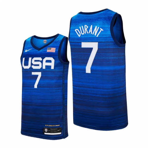 USA Basketball #7 Kevin Durant Tokyo Olympics 2021 Blue Jersey Away