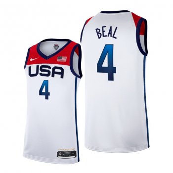 USA Basketball #4 Bradley Beal Tokyo Olympics 2021 White Jersey Home