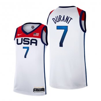 USA Basketball #7 Kevin Durant Tokyo Olympics 2021 White Jersey Home