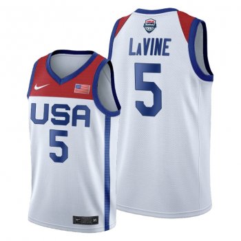 USA Basketball #5 Zach LaVine Tokyo Olympics 2021 White Jersey Home