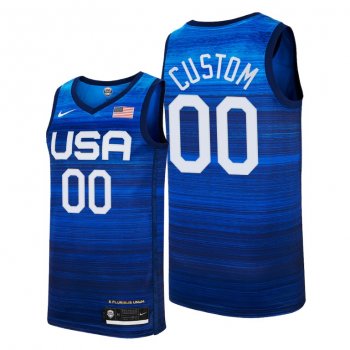 Custom #00 USA Basketball 2021 Tokyo Olympics Blue Jersey Away