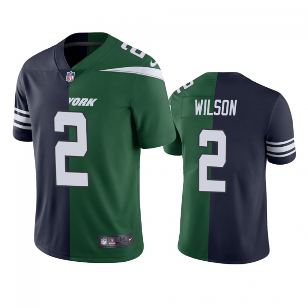 New York Jets Zach Wilson Navy Green 2021 NFL Draft Split Jersey