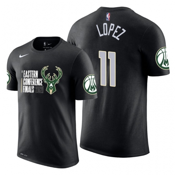 Brook Lopez #11 Bucks 2021 Eastern Conference Finals Tee Icon Green