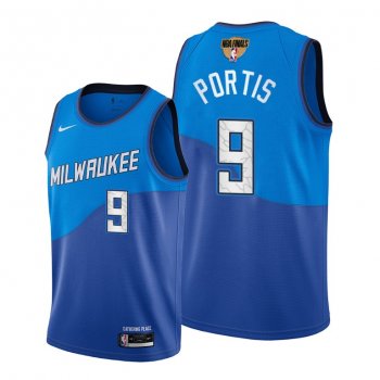 Bobby Portis #9 Milwaukee Bucks 2021 NBA Finals Bound Blue Jersey City Edition