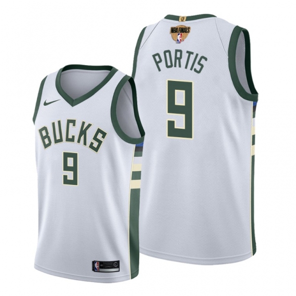 Bobby Portis #9 Milwaukee Bucks 2021 NBA Finals White Jersey 1x Champs patch