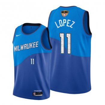 Brook Lopez #11 Milwaukee Bucks 2021 NBA Finals Bound Blue Jersey City Edition