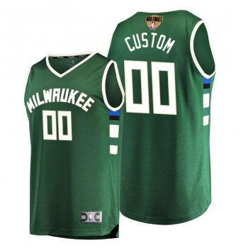 Custom Milwaukee Bucks 2021 NBA Finals Bound #00 Jersey Green Replica