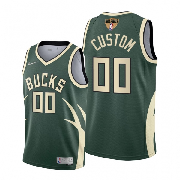 Custom Milwaukee Bucks #00 Green 2021 NBA Playoffs Jersey