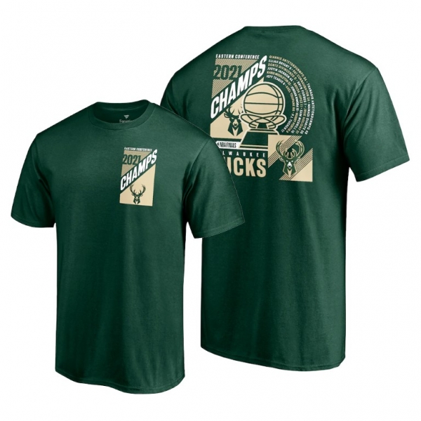 Milwaukee Bucks 2021 Eastern Conference Champions Team Roster T-Shirt Green