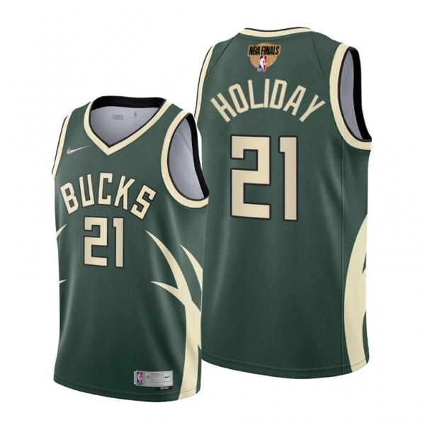 Milwaukee Bucks #21 Jrue Holiday Green 2021 NBA Playoffs Jersey