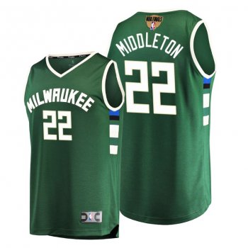 Khris Middleton Milwaukee Bucks 2021 NBA Finals Bound #22 Jersey Green Replica