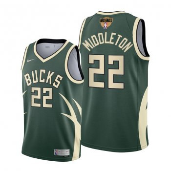 Milwaukee Bucks #22 Khris Middleton Green 2021 NBA Playoffs Jersey