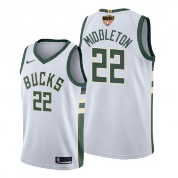 Khris Middleton #22 Milwaukee Bucks 2021 NBA Finals White Jersey 1x Champs patch