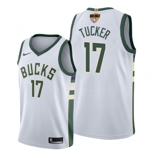 P.J. Tucker #17 Milwaukee Bucks 2021 NBA Finals White Jersey 1x Champs patch