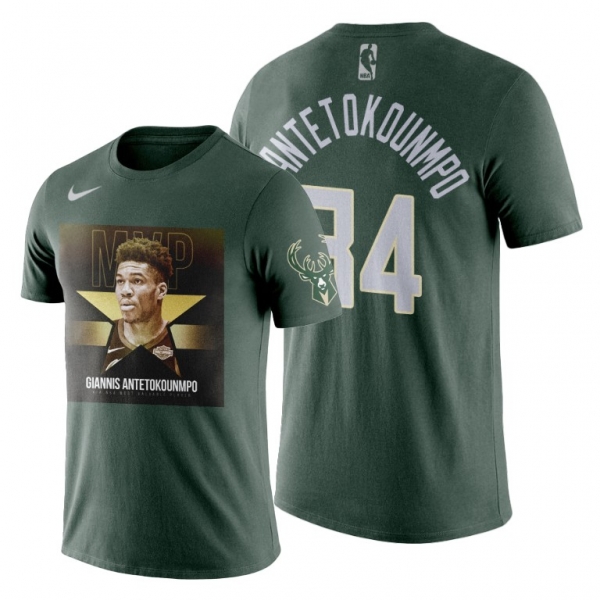 Milwaukee Bucks Giannis Antetokounmpo Green 2019 MVP T-Shirt