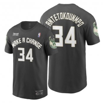 Giannis Antetokounmpo #34 Together For Change Civil Justice Black T-Shirt