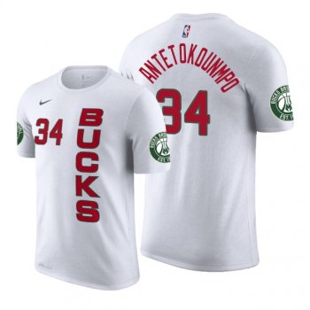 Male Bucks Giannis Antetokounmpo #34 White Earned Edition T-shirt