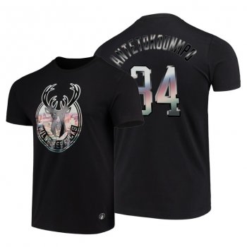 Milwaukee Bucks Giannis Antetokounmpo Black City Landmark T-Shirt