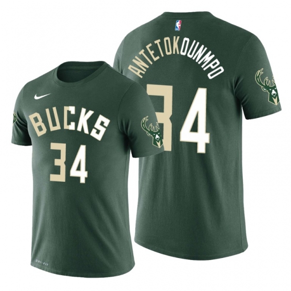 Men's Milwaukee Bucks Giannis Antetokounmpo #34 Split Green T-Shirt