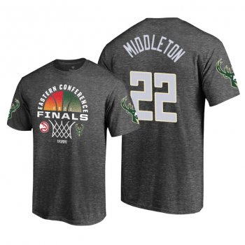 Khris Middleton #22 Bucks 2021 NBA Playoffs Eastern Conference Finals Tee Matchup Charcoal