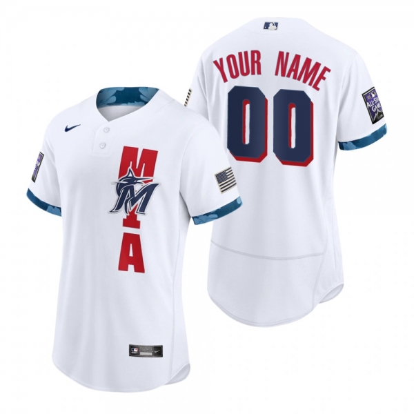 Men's Miami Marlins Custom White 2021 MLB All-Star Game Authentic Jersey