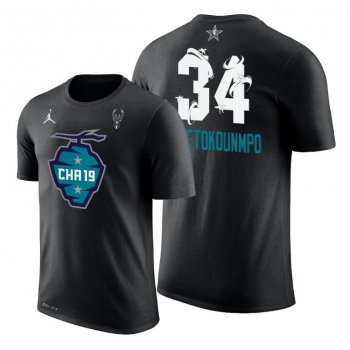 Men's Milwaukee Bucks Giannis Antetokounmpo 2019 All-Star The Buzz Side Sweep T-Shirt - Black