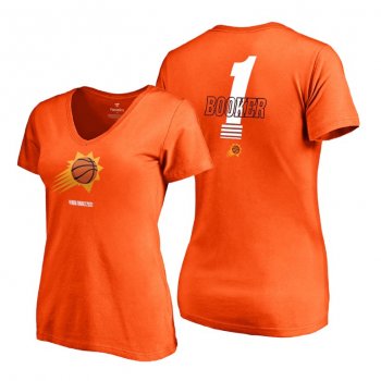 Women Suns 2021 NBA Finals T-Shirt V-Neck Devin Booker Orange