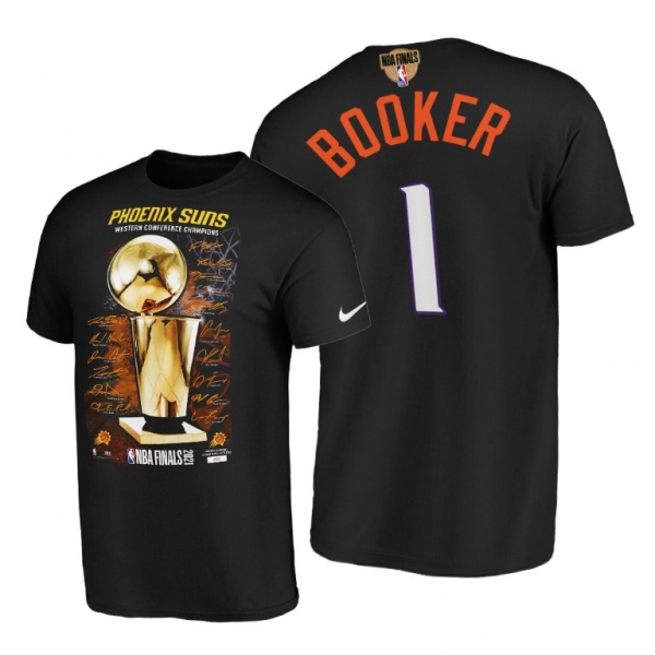 Suns Devin Booker #1 Black 2021 Western Conference Champions Tee