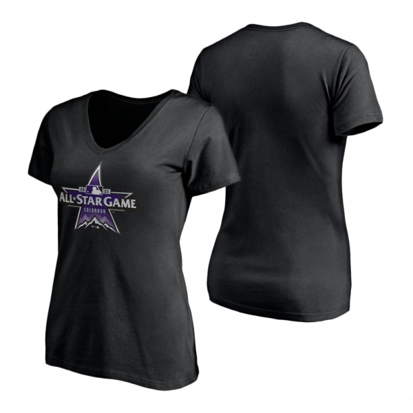 Women's 2021 MLB All-Star Game V-Neck Black T-Shirt