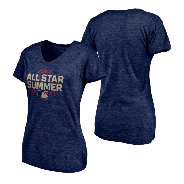 Women's 2021 MLB All-Star Game Summer Tri-Blend V-Neck Navy T-Shirt