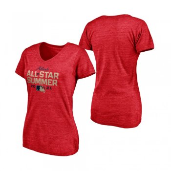 Women's 2021 MLB All-Star Game Summer Tri-Blend V-Neck Red T-Shirt