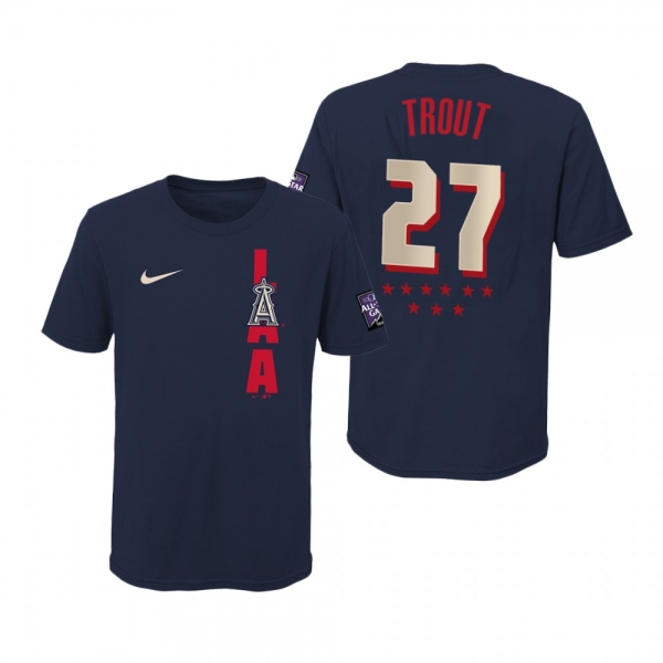 Youth Los Angeles Angels Mike Trout Navy T-Shirt 2021 MLB All-Star Game