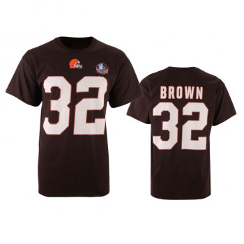 Cleveland Browns #32 Jim Brown Brown Hall of Fame T-Shirt - Men's