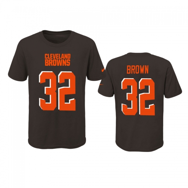 Youth Browns #32 Jim Brown Brown Player Pride T-Shirt