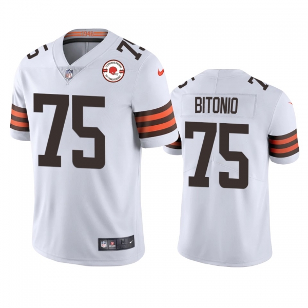 Cleveland Browns Joel Bitonio White 75th Anniversary Patch Jersey