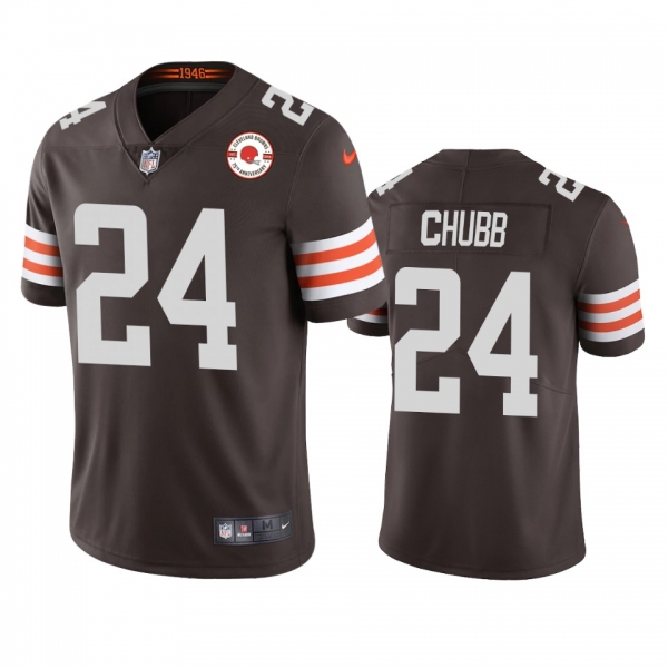 Cleveland Browns Nick Chubb Brown 75th Anniversary Patch Jersey