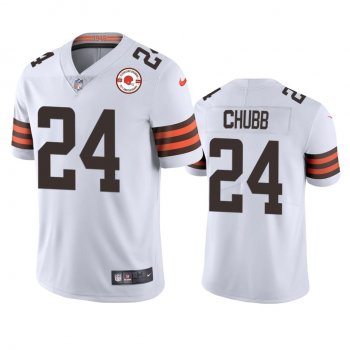 Cleveland Browns Nick Chubb White 75th Anniversary Patch Jersey