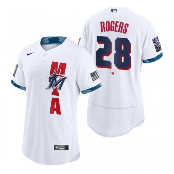 Men's Miami Marlins Trevor Rogers White 2021 MLB All-Star Game Authentic Jersey