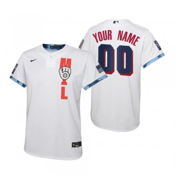 Youth Milwaukee Brewers Custom Nike White 2021 MLB All-Star Game Jersey