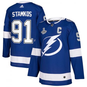 Men's Steven Stamkos Tampa Bay Lightning adidas 2021 Stanley Cup Champions Authentic Player Jersey - Blue