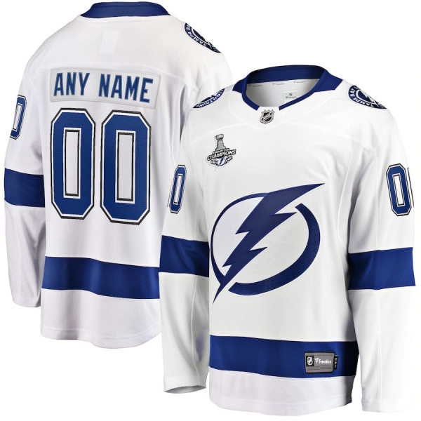 Custom Tampa Bay Lightning Fanatics Branded 2021 Stanley Cup Champions Away Breakaway Jersey - White