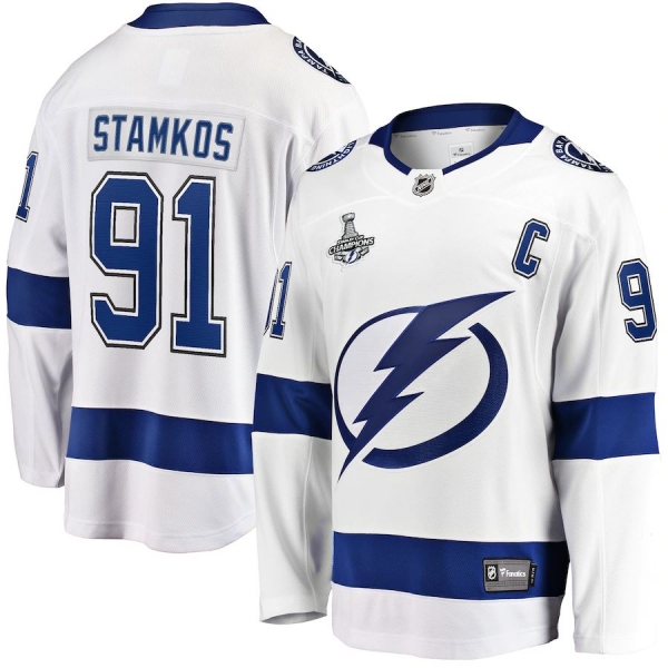 Men's Steven Stamkos Tampa Bay Lightning Fanatics Branded 2021 Stanley Cup Champions Away Breakaway Player Jersey - White